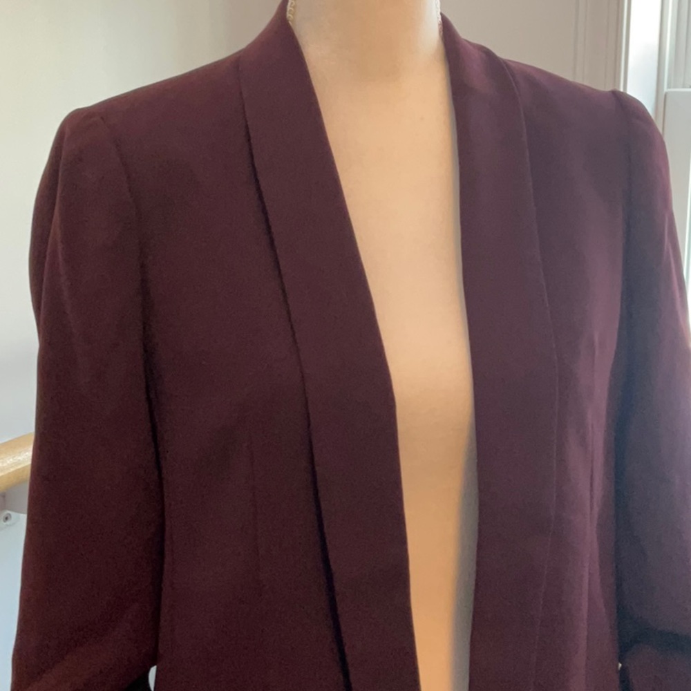 Express Burgundy Open Front Blazer - Picture 2 of 6